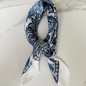 Vilja Silk Scarf -Blue Paisley