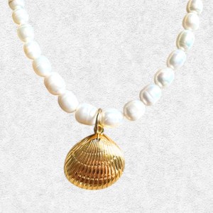 Clam Shell & Pearls Necklace