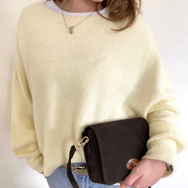 Yellow Lily jumper and suede Imo bag