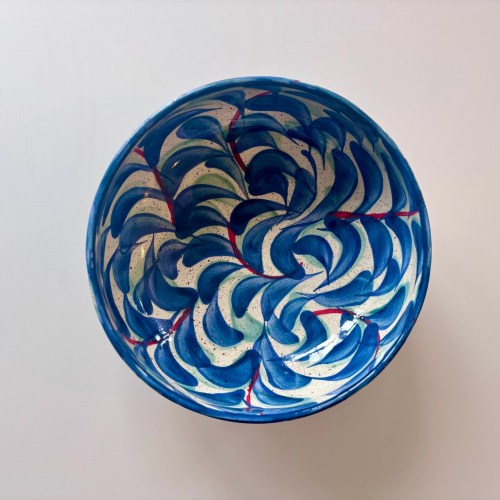 Fayoum pottery hand painted serving dish