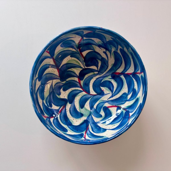 Fayoum pottery hand painted serving dish