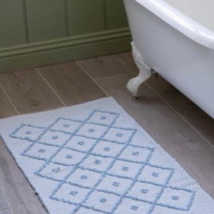 Powder Blue Stripe Handwoven Bathmat