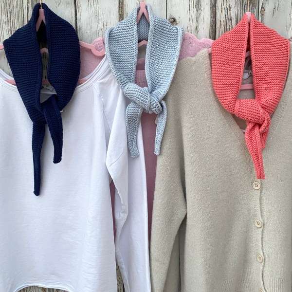 Neck scarves on different tops