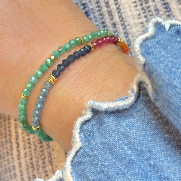 A Pair Of Gemstone Stretch Bracelets (Various Colours)