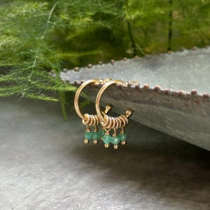 Mint Green Jade 3-Bead Mini Hoops