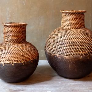 Burleigh Decorative Wooden and Rattan Vase