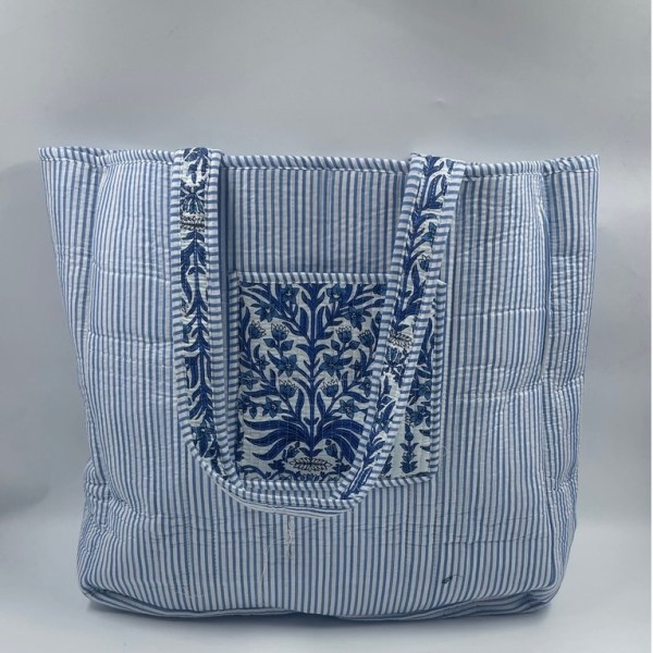 Reversible block printed Tote Bag