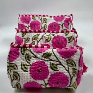 Set of Three Block Printed Wash Bags