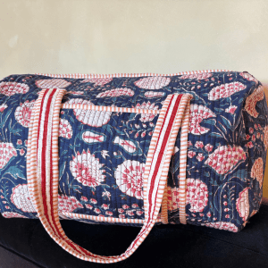 Indigo Hand Block Printed Weekend Bag