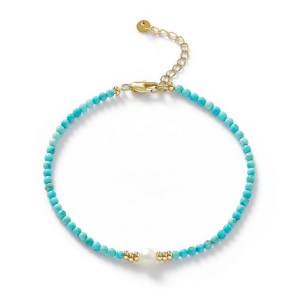 Nova fine dyed turquoise bracelet with central cultured freshwater pearl