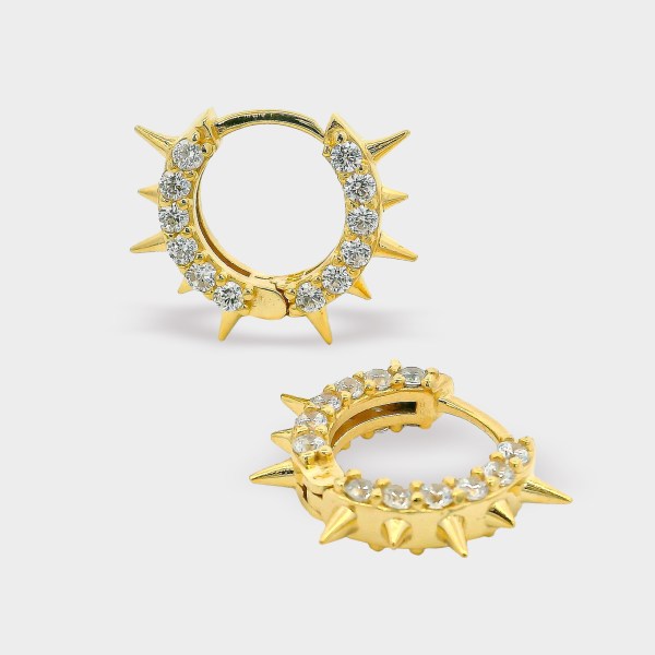 SPIKE GOLD HOOP HUGGIE EARRINGS