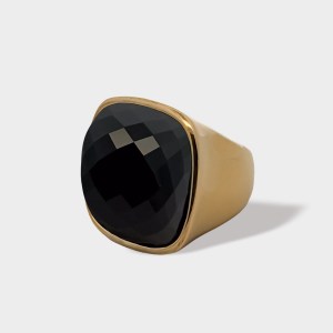 GIANT DISCO RING - BLACK & GOLD