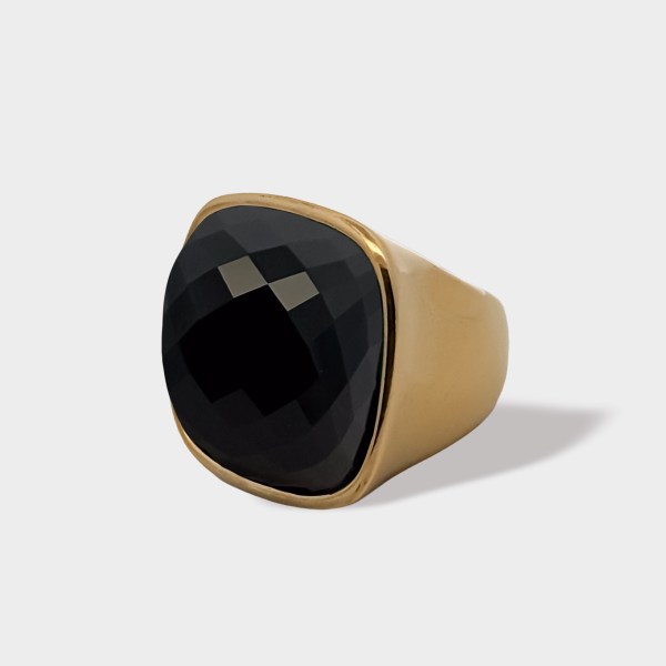 GIANT DISCO RING - BLACK & GOLD