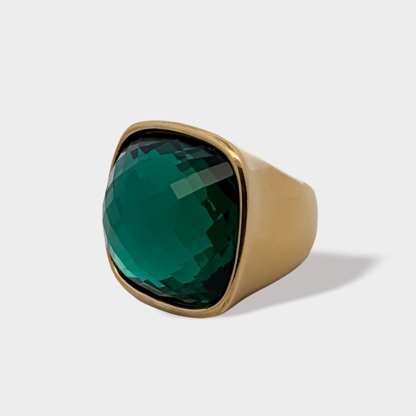 GIANT DISCO RING - EMERALD & GOLD