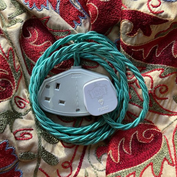 Kingfisher 2m / 2-way socket - Lola's Leads Fabric Extension Cable