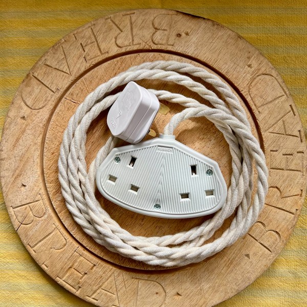 Porridge 3m / 2-way socket - Lola's Leads Fabric Extension Cable