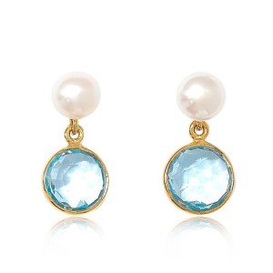 Nova blue topaz & cultured freshwater pearl drop earrings