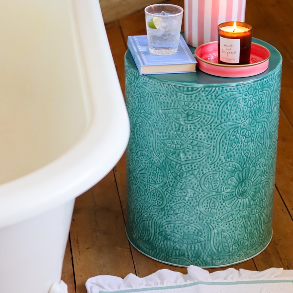 Teal Enamel Stool