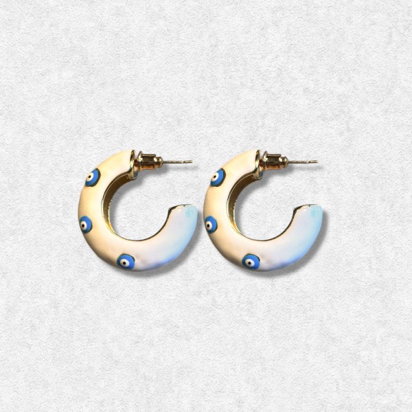 Evil Eye Enamel Hoops