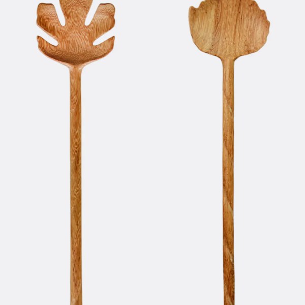 Wooden Leaf Shape Salad Servers