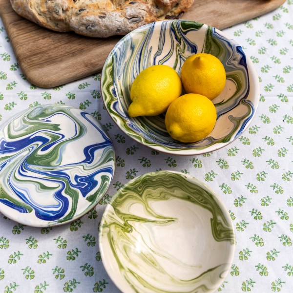 Blue Marble Plates and Bowls