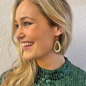 Emerald Green Jade Maxi Rolo Teardrop Earrings
