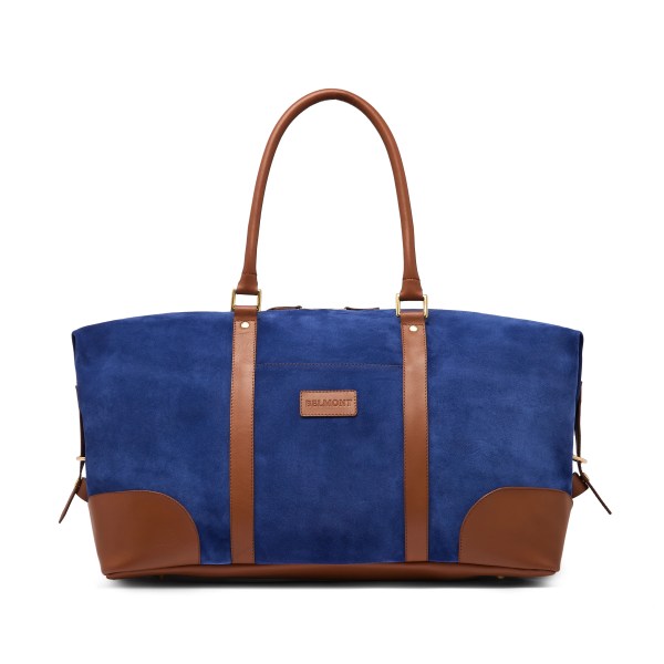 The Raffles Weekender Bag in Royal Blue Suede