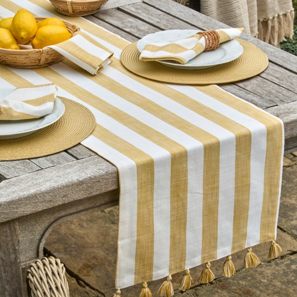 Wide stripe Honeydew and natural runner