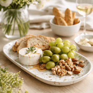 Offwhite and green speckled platter