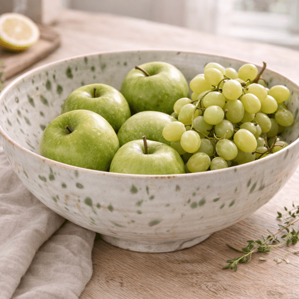 Offwhite and green speckled extra large bowl