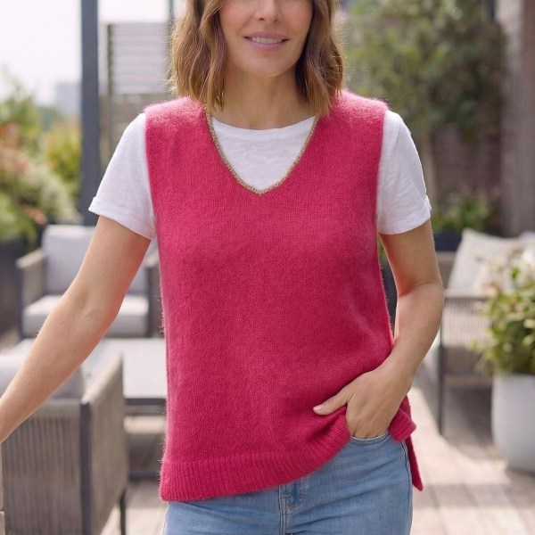 Cerise Pink Nancy V-Neck Tank 1