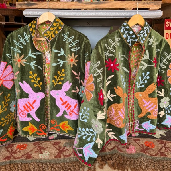 Bunny Embroidered Suzani Velvet Jacket