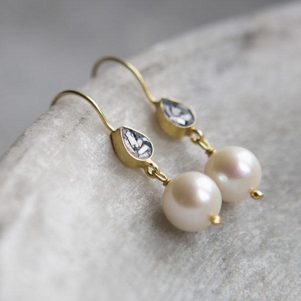 black diamond and pearl earrings