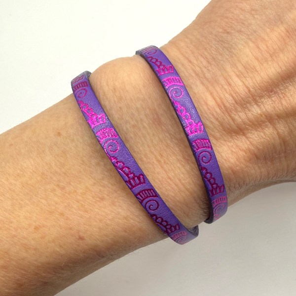 Metallic Pink/Purple Leather Wrap Bracelet