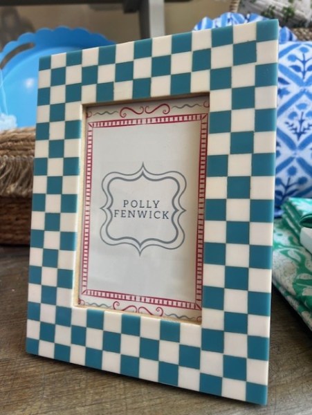 Blue check picture frame