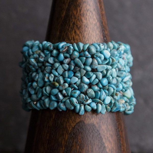 turquoise knitted bracelet