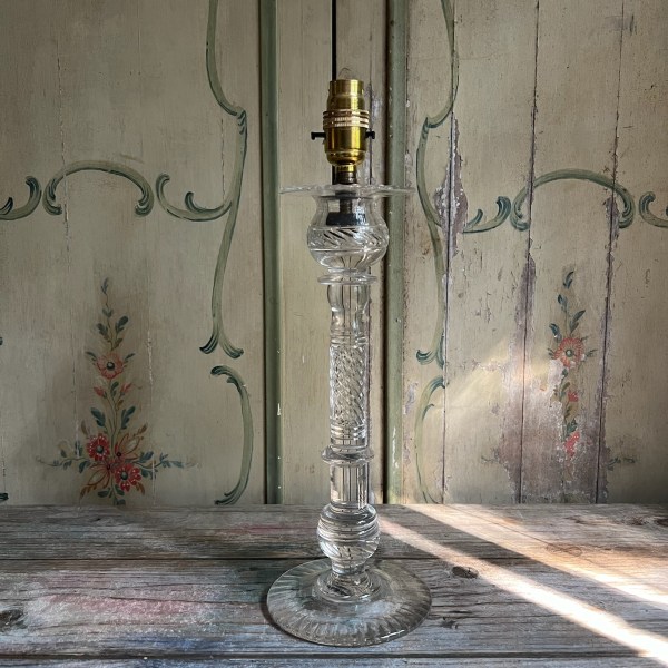 Victorian Cut Glass Candlestick Lamp Base