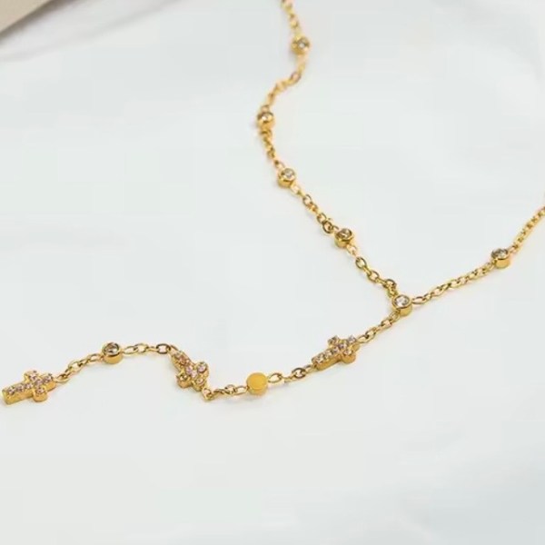 Sparkly Minimalist Zircon Crystal/Cross Necklace