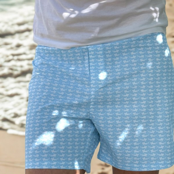 Amity Shark Print Cotton Poplin Boxer Shorts