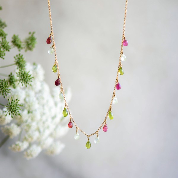 Tourmaline, peridot and Prehnite necklace