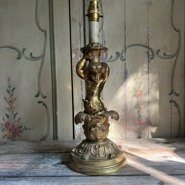 Solid Brass Cherub Lamp Base