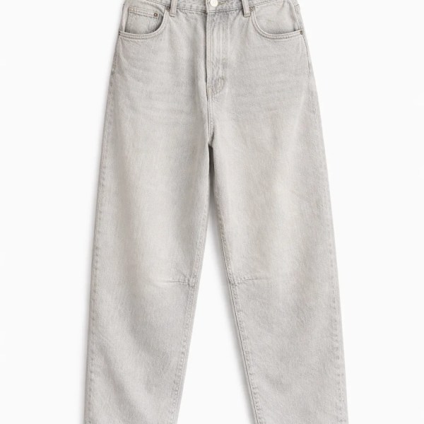 Pale Grey Barrel Jeans