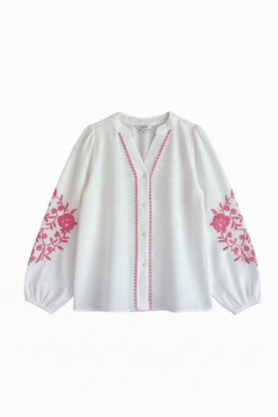 Pink Ladder Stitch Embroidered Blouse