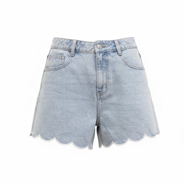 Scallop Edge Denim Shorts
