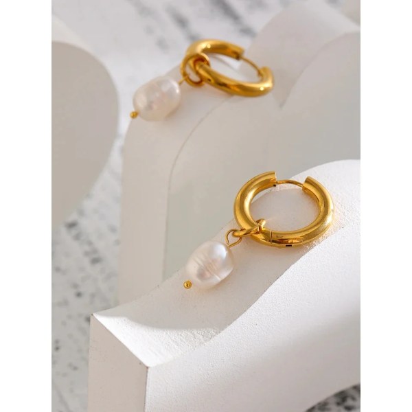 Rosie Pearl Drop Hoop Earrings
