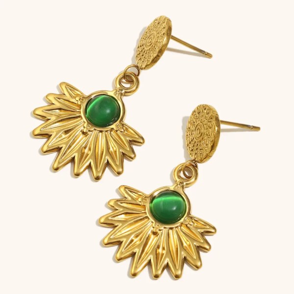 Green Stone Art Deco Style Earrings