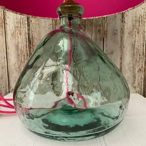 Glass Lamp Base - Oasis Recycled Glass Lamp Base with choice of flex colour (lampshades available separately)