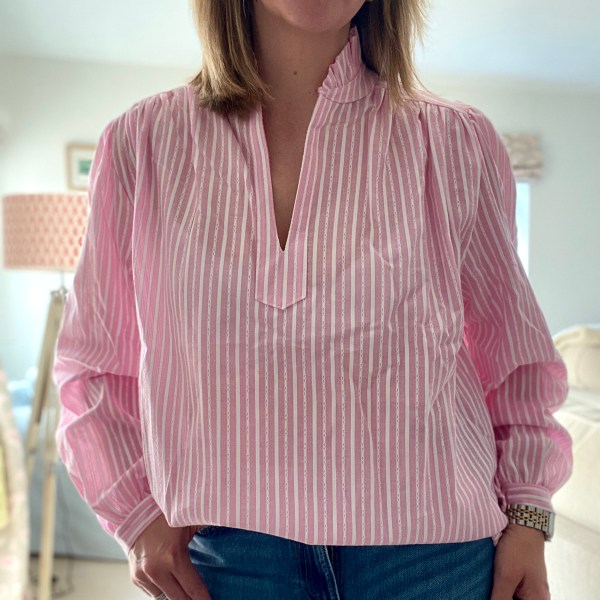 Frill Collar Stripe Shirt