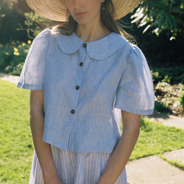 ma lin olivia linen shorts baby blue stripe