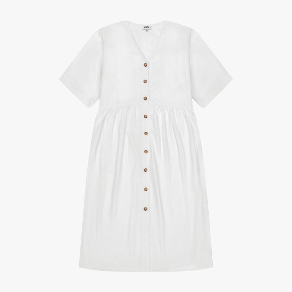Penelope Linen Mix Dress in White